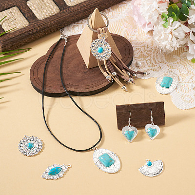 10Pcs 5 Styles Dyed Synthetic Turquoise Pendants STAS-TA0006-20-1