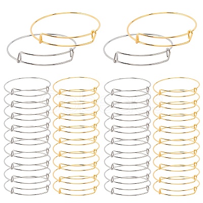 40Pcs 2 Colors Adjustable Iron Expandable Bangle Making BJEW-SP0001-01-1