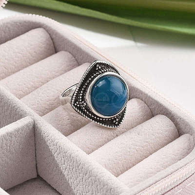 Natural Banded Agate Adjustable Rings G-P560-03AS-16-1
