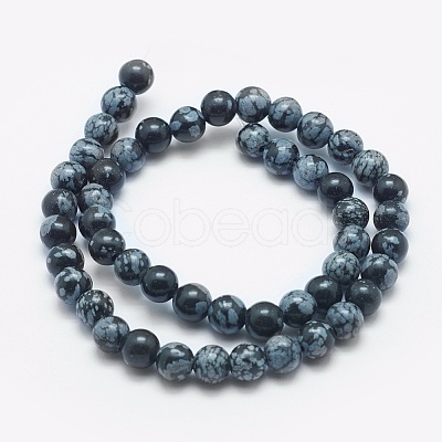 Natural Snowflake Obsidian Beads Strands G-K287-03-8mm-1