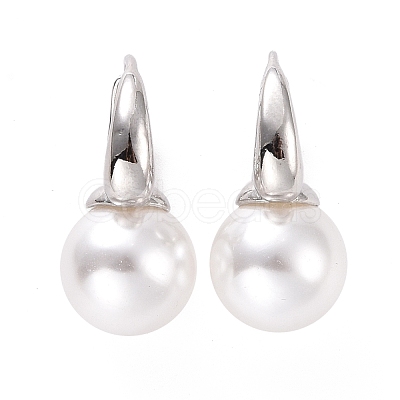 Plastic Pearl Hoop Earrings EJEW-A072-15P-1