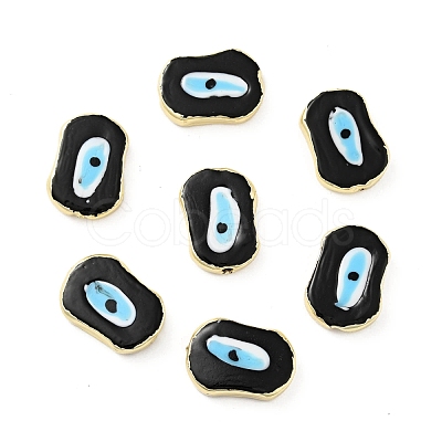 Rack Plating Handmade Evil Eye Lampwork Beads KK-F838-03E-G-1
