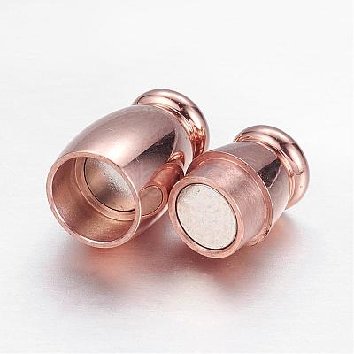 Barrel 304 Stainless Steel Magnetic Clasps with Glue-in Ends STAS-I045-15RG-1
