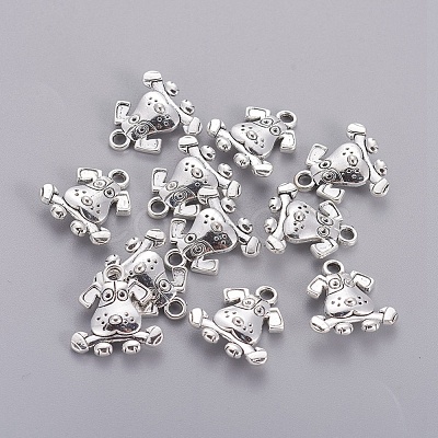 Tibetan Style Puppy Pendants TIBEP-R166-AS-LF-1
