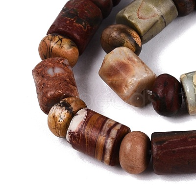 Natural Polychrome Jasper Picasso Jasper Beads Strands G-Q616-09K-1