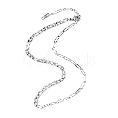 4.5MM 04 Stainless Steel Figaro Chain Paperclip Chain Necklaces NJEW-JN05576-1