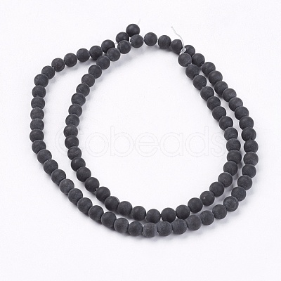 Natural Black Stone Bead Strands G-R193-01-4mm-1