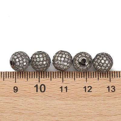 CZ Brass Micro Pave Grade AAA Clear Color Cubic Zirconia Round Beads KK-O065-8mm-05B-NR-1