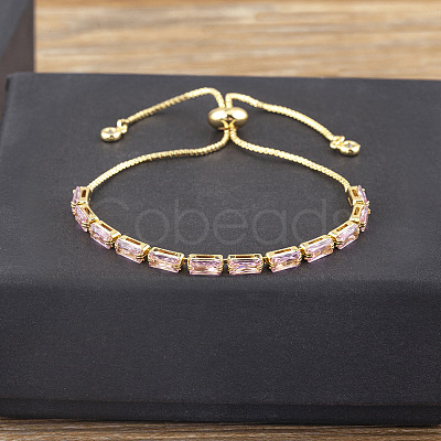 Brass Micro Pave Cubic Zirconia Slider Bracelets FS-WG49F5F-07-1