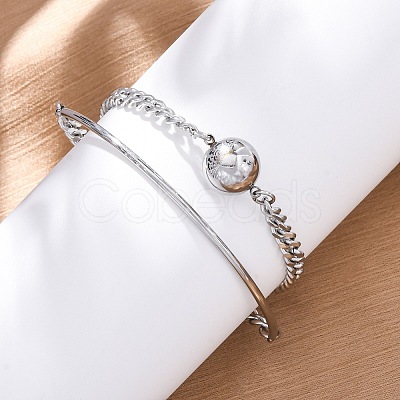 304 Stainless Steel Curb Chain Wrap Bracelets for Women BJEW-A036-12P-1