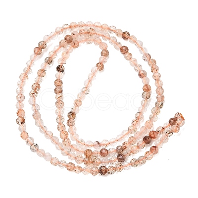 Natural Copper Rutilated Quartz Beads Strands G-P629-A01-01-1