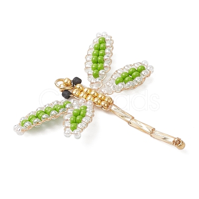 Glass Seed Beaded Dragonfly Pendants PALLOY-MZ00983-03-1