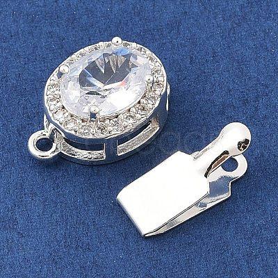 Brass Micro Pave Clear Cubic Zirconia Box Clasps KK-C080-12S-01-1