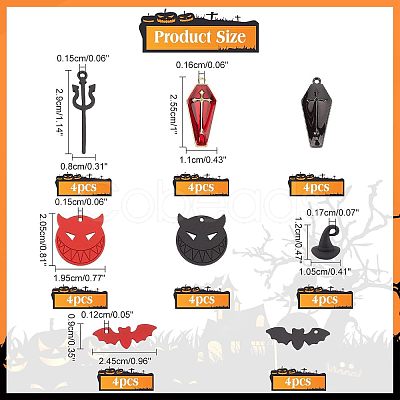 Nbeads 32Pcs 8 Style Halloween Theme Alloy Pendants FIND-NB0002-40-1