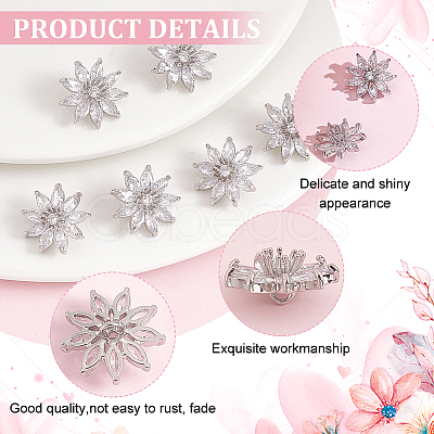 6Pcs 1-Hole Brass with Cubic Zirconia Shank Buttons FIND-FG0003-27B-1