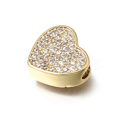 Valentine's Day Brass Micro Pave Clear Cubic Zirconia Beads KK-K427-30G-1