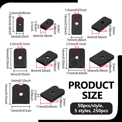 250Pcs 5 Styles Silicone Boning End Caps Cover SIL-NB0001-58A-1