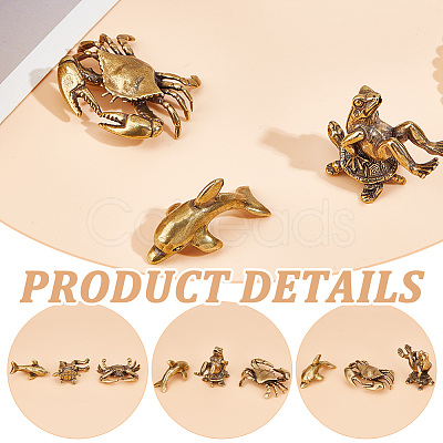 3Pcs 3 Styles Antique Bronze Brass Display Decoraions DJEW-NB0001-44-1