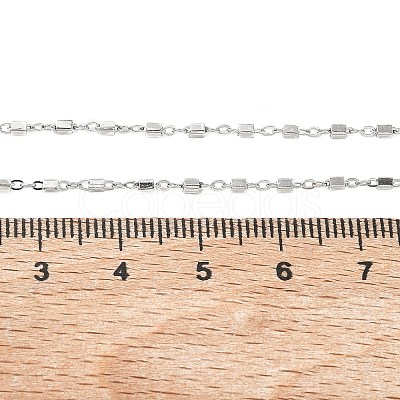1.5MM 304 Stainless Steel Cuboid Link Chain Necklaces for Women NJEW-G201-03P-1