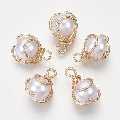 ABS Plastic Imitation Pearl Pendants KK-N235-020A-1