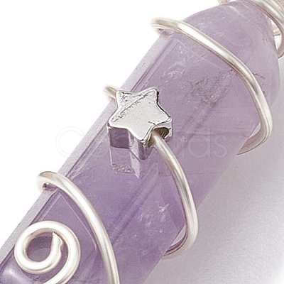 Natural Amethyst Double Terminal Pointed Pendants PALLOY-JF02673-01-1