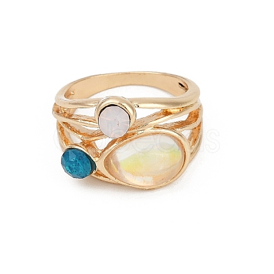 Alloy Multi-Moonstone Finger Rings for Women FS-WG1D73B-04-1