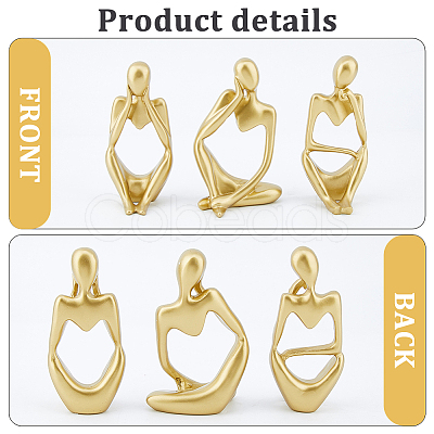 3Pcs 3 Styles Resin Abstract Thinker Display Decorations AJEW-WH0270-623B-1