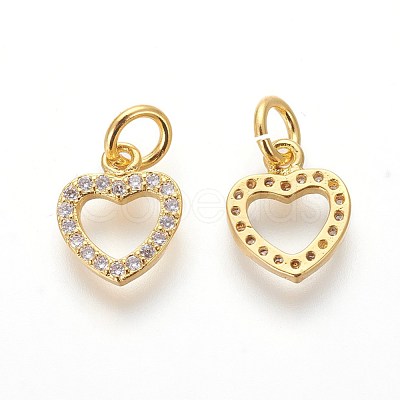 Brass Micro Pave Cubic Zirconia Charms ZIRC-J021-03G-RS-1