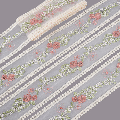 15 Yards Polyester Mesh Flower Ribbon OCOR-GO0001-23-1