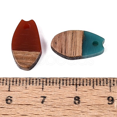 Transparent & Opaque Resin & Walnut Wood Pendants RESI-N053-28-1