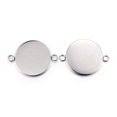Tarnish Resistant 304 Stainless Steel Cabochon Connector Settings STAS-F191-15P-I-1