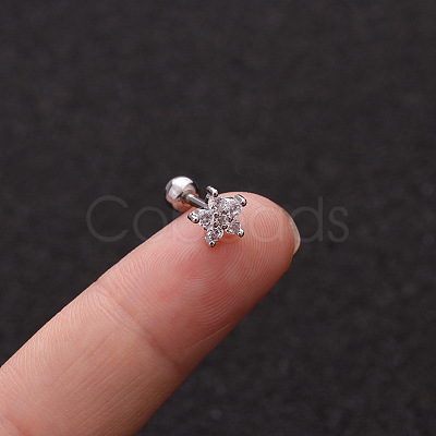 316L Surgical Stainless Steel Micro Pave Clear Cubic Zirconia Flower Cartilage Earrings WG9CD6D-39-1