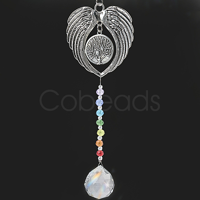 1Pc Heat Transfer Alloy Angel Wing Hanging Ornaments HJEW-BBC0001-15-1