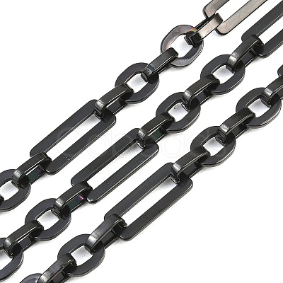 201 Stainless Steel Oval with Rectangle Link Chains CHS-F024-01B-EB-1