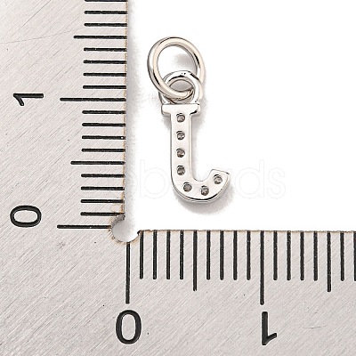 Initial Letter Brass with Cubic Zirconia Charms KK-Q814-26J-P-1
