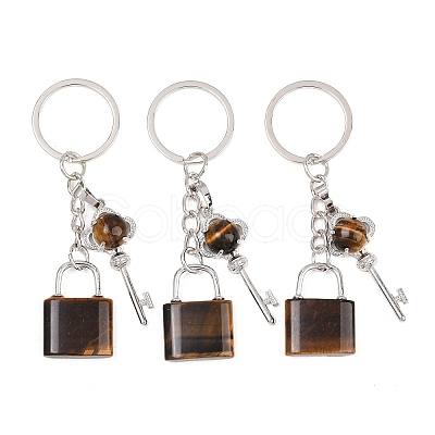 Natural Tiger Eye Pendant Keychains KEYC-A016-01P-12-1