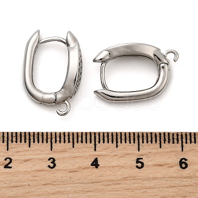 Horse Eye Brass Micro Pave Cubic Zirconia Hoop Earring Findings KK-C134-25P-1
