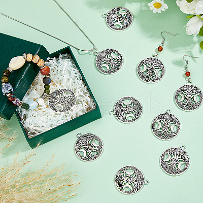 40Pcs Tibetan Style Hollow Alloy Pendants TIBEP-FH0001-29AS-1