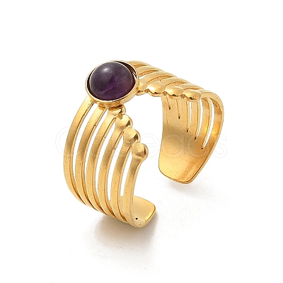 Natural Amethyst Finger Rings RJEW-K290-06G-1