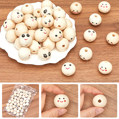 Wood European Beads WOOD-GF0002-24B-1