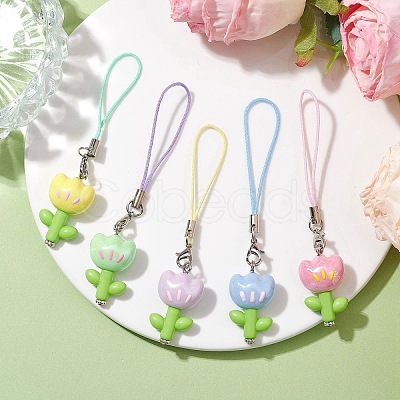 Flower Acrylic Mobile Straps HJEW-JM01883-1