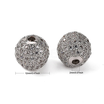 Brass Cubic Zirconia Beads ZIRC-F001-15P-1
