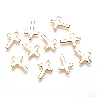 Brass Tiny Cross Charms X-KK-Q735-301G-1