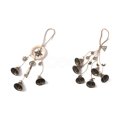 Iron Halloween Witch Bells Pendant Decorations HJEW-JM02001-1