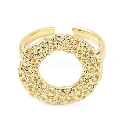 Rack Plating Donut Brass Open Cuff Rings RJEW-B044-01G-1