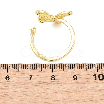 Butterfly Brass Micro Pave Cubic Zirconia & Enamel Cuff Ring Settings KK-CBAC351-05P-1