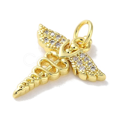 Rack Plating Brass Micro Pave Clear Cubic Zirconia Pendants KK-Z039-13G-1