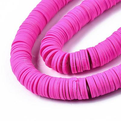 Flat Round Handmade Polymer Clay Beads CLAY-R067-12mm-31-1