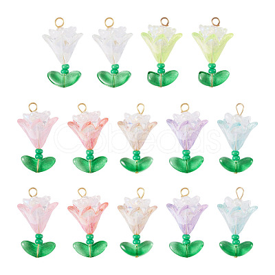 Transparent Acrylic Flower Pendants PALLOY-TADJ00011-1