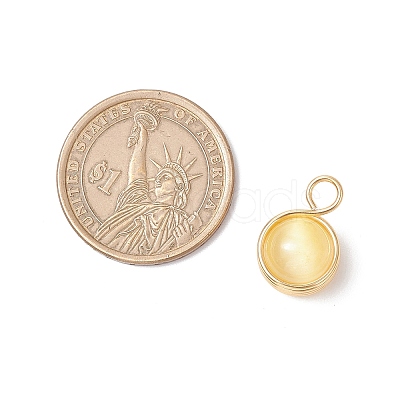 Dyed Natural Selenite Copper Wire Wrapped Round Pendants PALLOY-JF03770-01-1